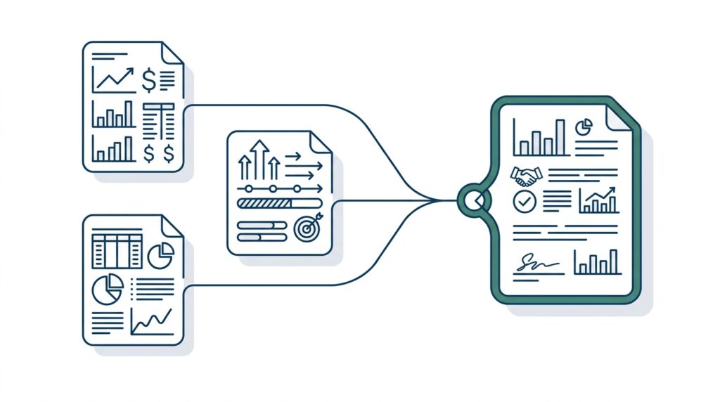 Diagrama das três dimensões da prestação de contas: financeira, orçamentária e de metas